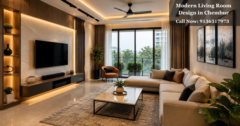 Modern Living Room Design in Chembur